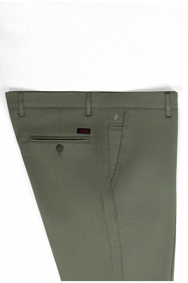 Ανδρικό χακί παντελόνι τύπου τσίνο slim fit