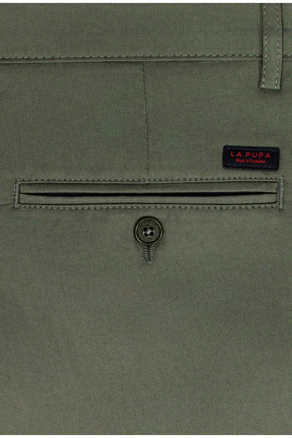 Ανδρικό χακί παντελόνι τύπου τσίνο slim fit