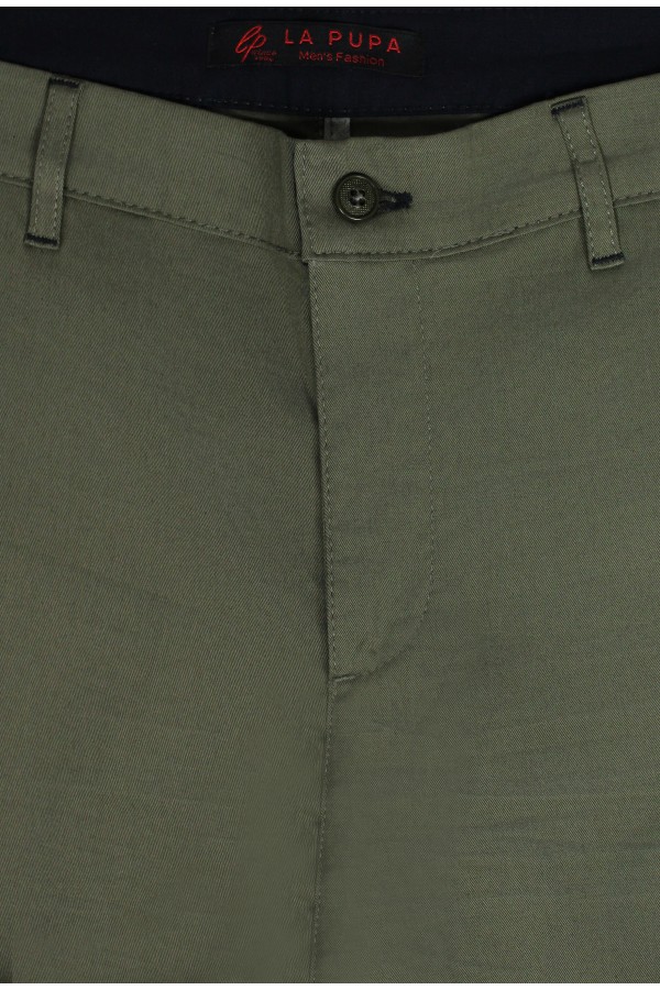 Ανδρικό χακί παντελόνι τύπου τσίνο slim fit