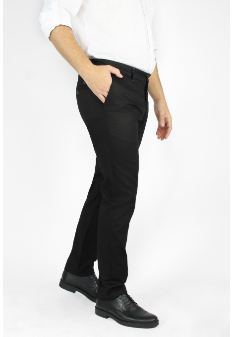 Ανδρικό μαύρο παντελόνι τύπου τσίνο slim fit