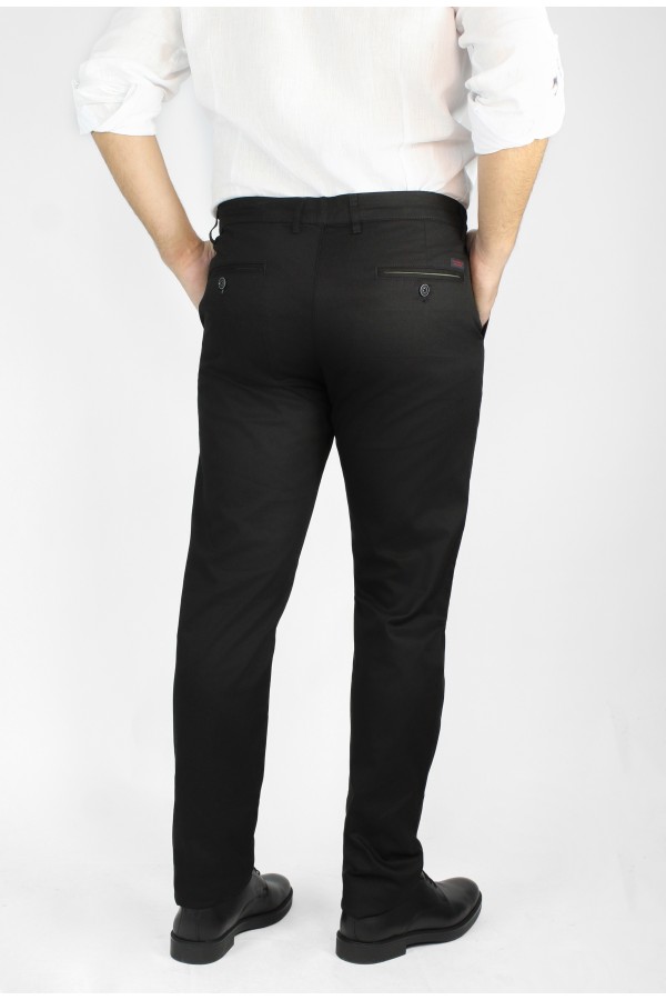 Ανδρικό μαύρο παντελόνι τύπου τσίνο slim fit