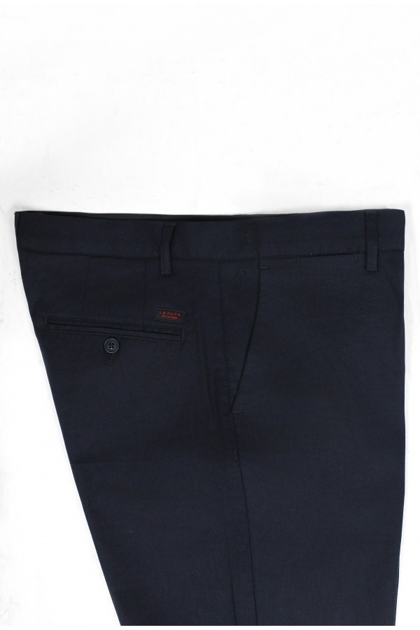 Ανδρικό σκούρο μπλε παντελόνι τύπου τσίνο slim fit 