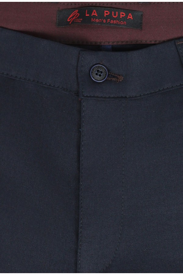 Ανδρικό σκούρο μπλε παντελόνι τύπου τσίνο slim fit 