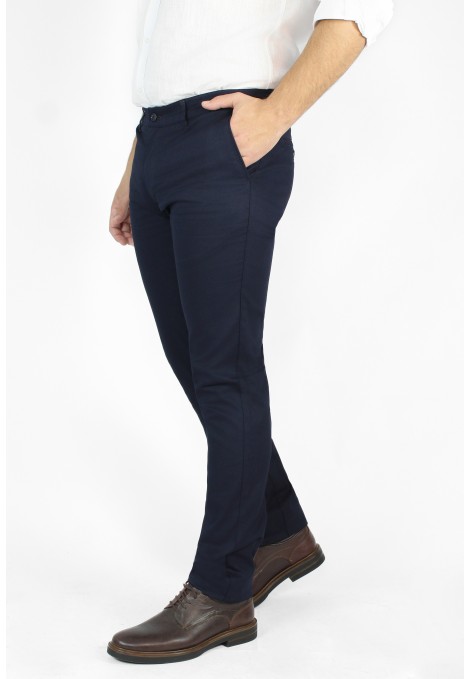 Ανδρικό σκούρο μπλε παντελόνι τύπου τσίνο slim fit 