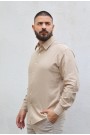 Ανδρικό μπεζ λινό πουκάμισο