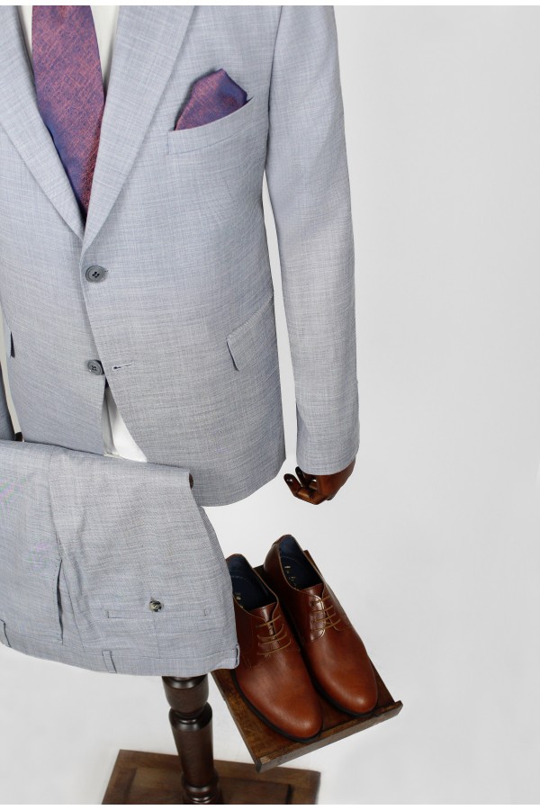 Ανδρικό ανοιχτό γκρι κοστούμι  mixed wool