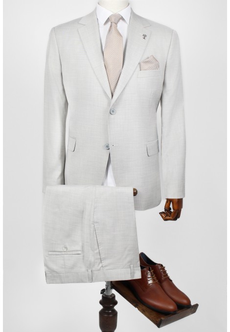 Man's beige suit mixed wool