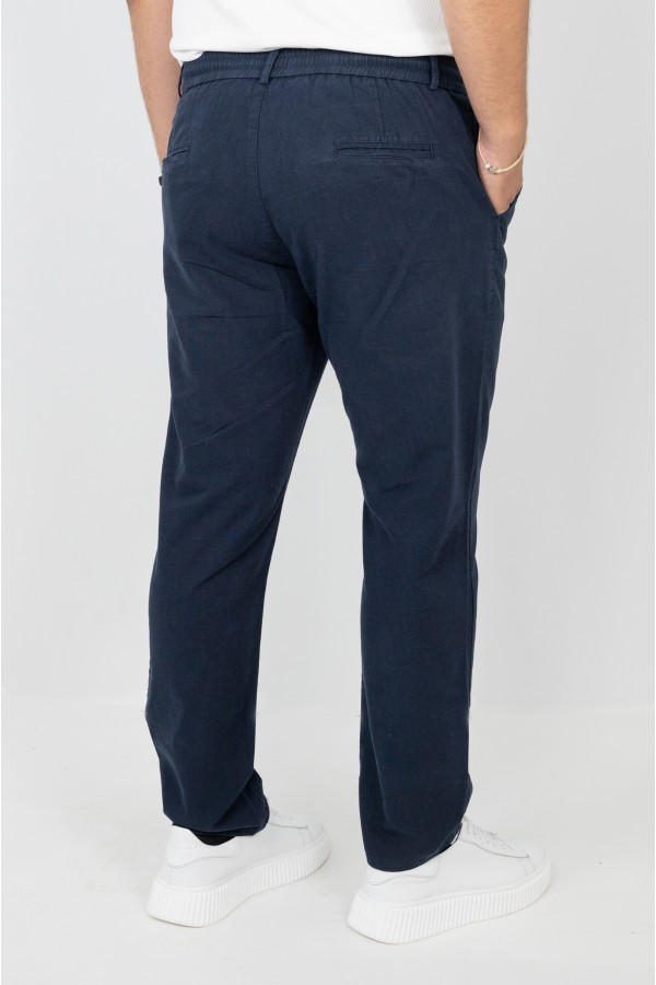 Man's dark blue linen pants