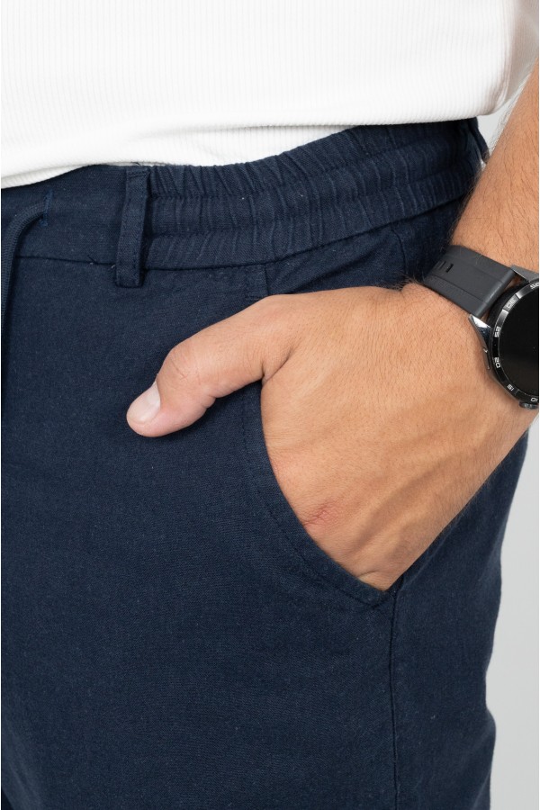 Man's dark blue linen pants