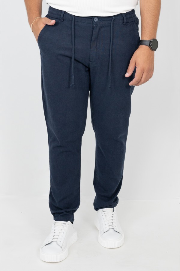 Man's dark blue linen pants