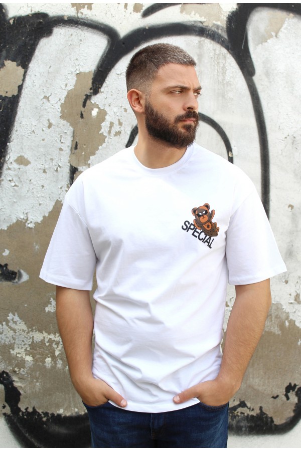 Ανδρική λευκή μπλούζα oversized