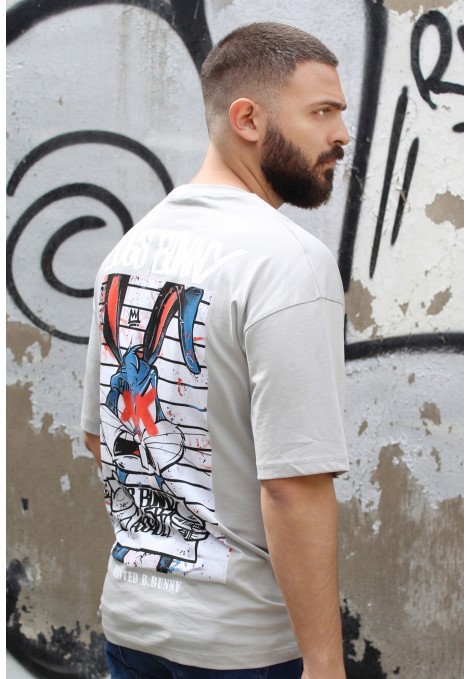 Ανδρική ανοιχτό γκρι μπλούζα oversized