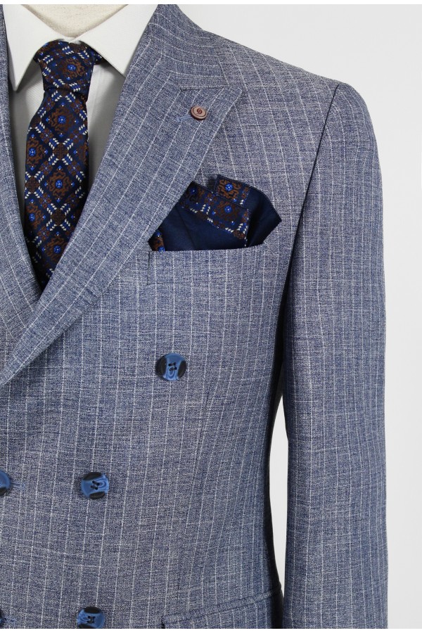 Ανδρικό μπλε κοστούμι mixed wool