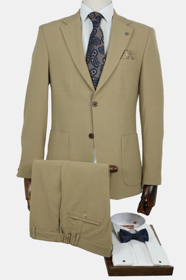 Man's dark beige lightweight suit Man's dark beige lightweight suit