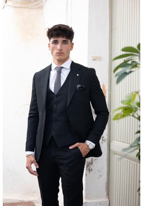 Man's black suit with texture weave 