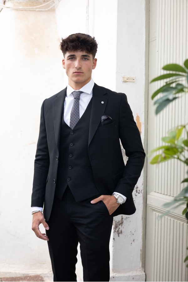 Man's black suit with texture weave 