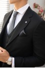 Man's black suit with texture weave 