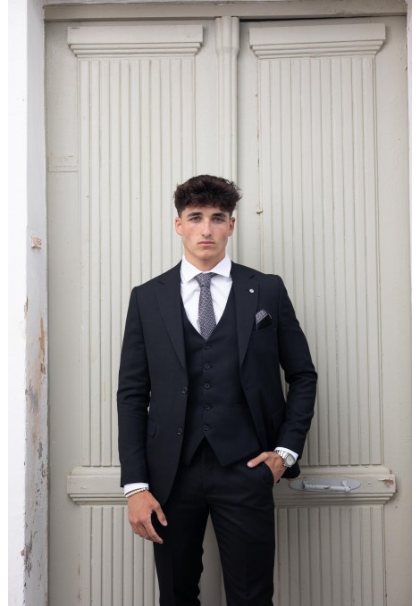 Man's black suit with texture weave 