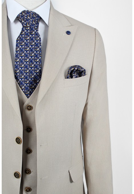 Man's beige suit mixed wool