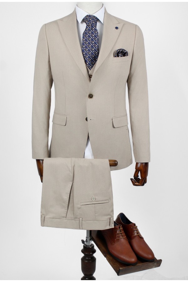 Man's beige suit mixed wool