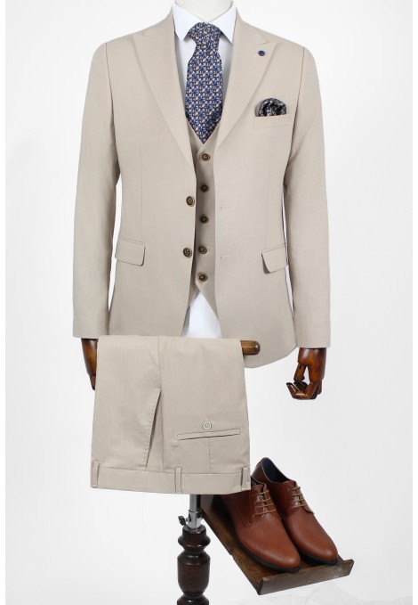 Man's beige suit mixed wool