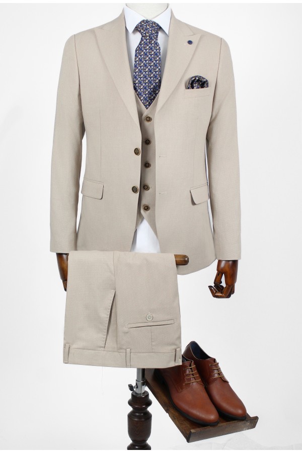 Man's beige suit mixed wool Man's beige suit mixed wool