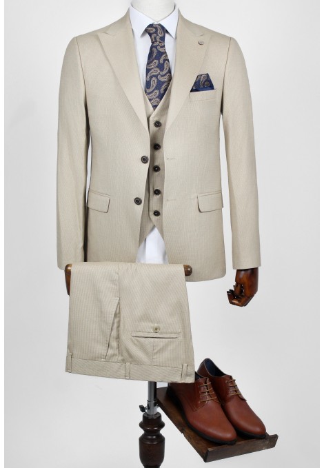 Man's beige suit mixed wool