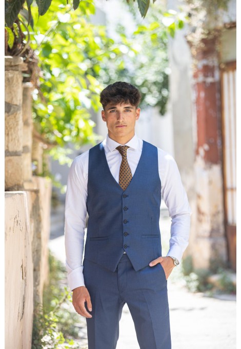 Man's Blue vest mixed wool