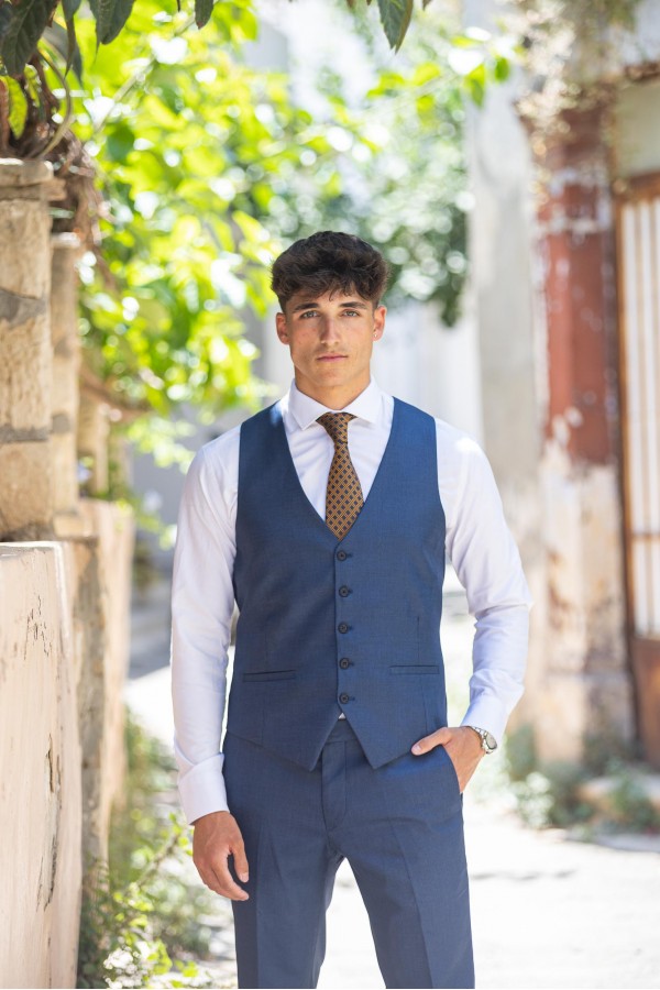 Man's Blue vest mixed wool