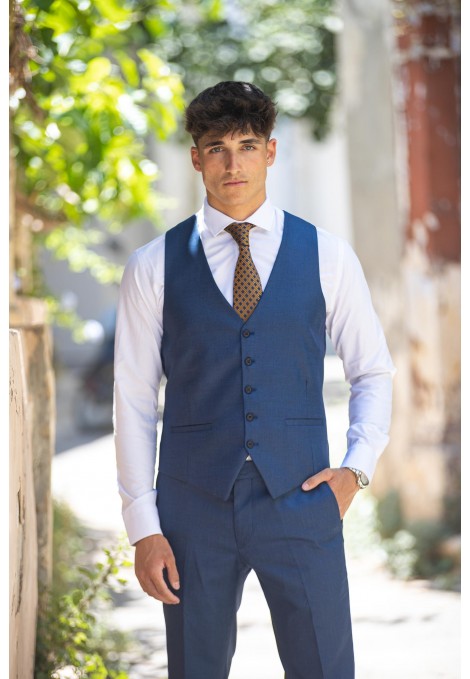 Man's Blue vest mixed wool