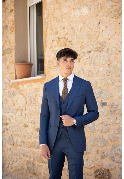 Man's Blue suit with texture weave 