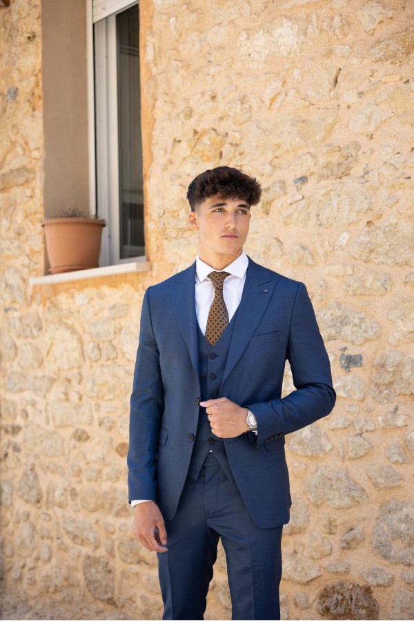 Man's Blue suit with texture weave 