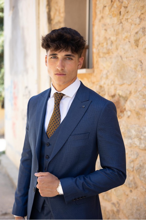 Man's Blue suit with texture weave 