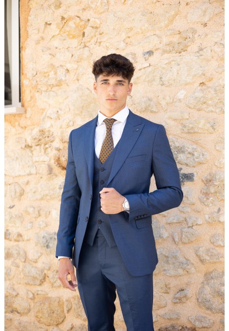 Man's Blue suit with texture weave 