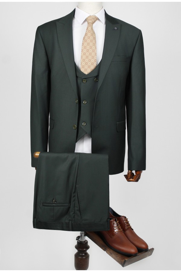 Man's dark green suit mixed wool Man's dark green suit mixed wool