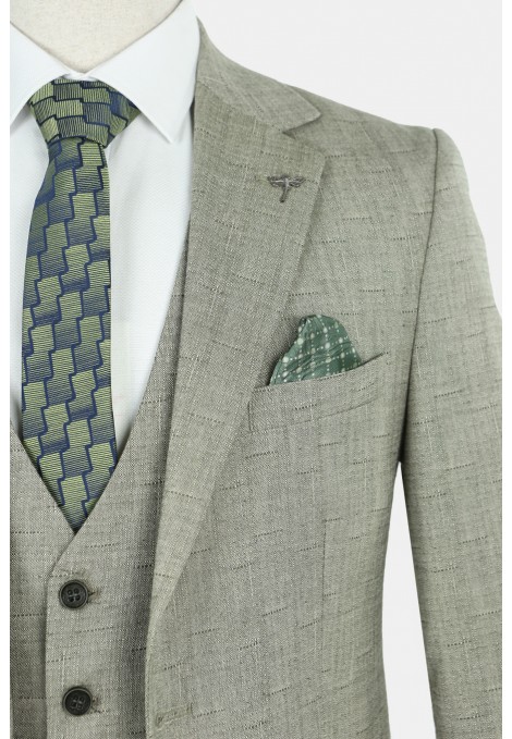 Man's olive green suit mixed wool