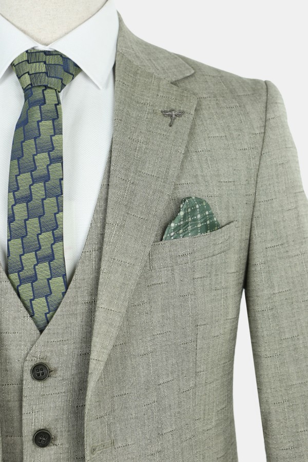 Man's olive green suit mixed wool