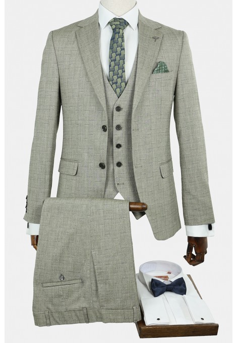 Man's olive green suit mixed wool