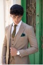  Ανδρικό κάμελ κοστούμι mixed wool