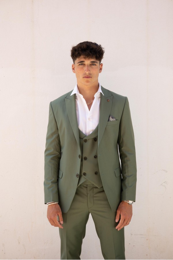  Ανδρικό πράσινο κοστούμι mixed wool