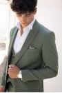  Ανδρικό πράσινο κοστούμι mixed wool