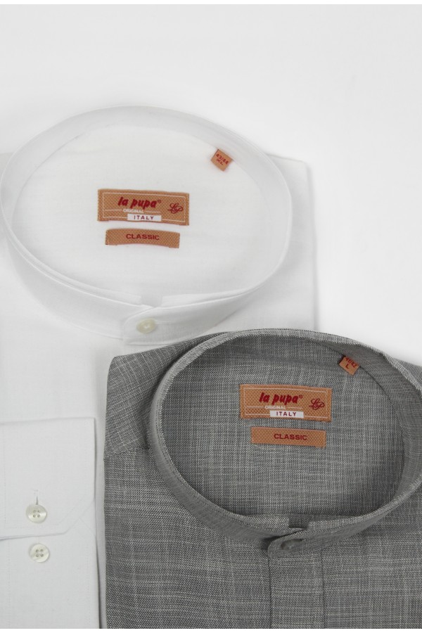 Man's white linen shirt mao 