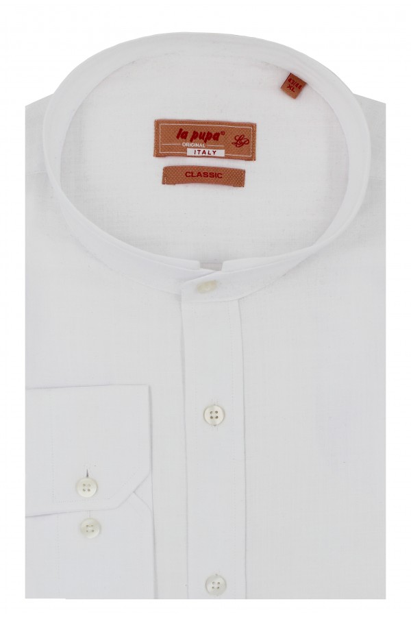 Man's white linen shirt mao Man's white linen shirt mao