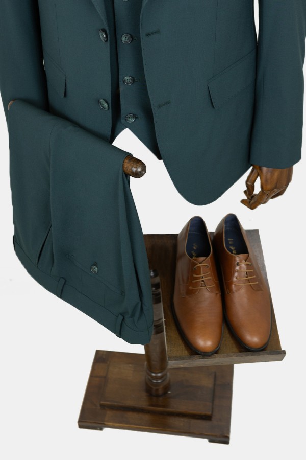  Ανδρικό πετρόλ κοστούμι mixed wool