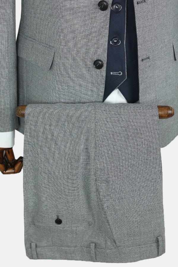 Man's grey mixed wool suit with textured weave