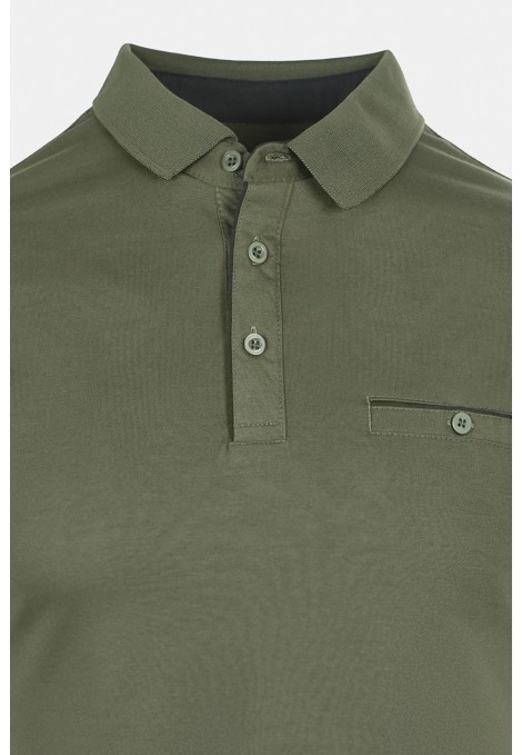 Man's khaki polo t-shirt with pocket