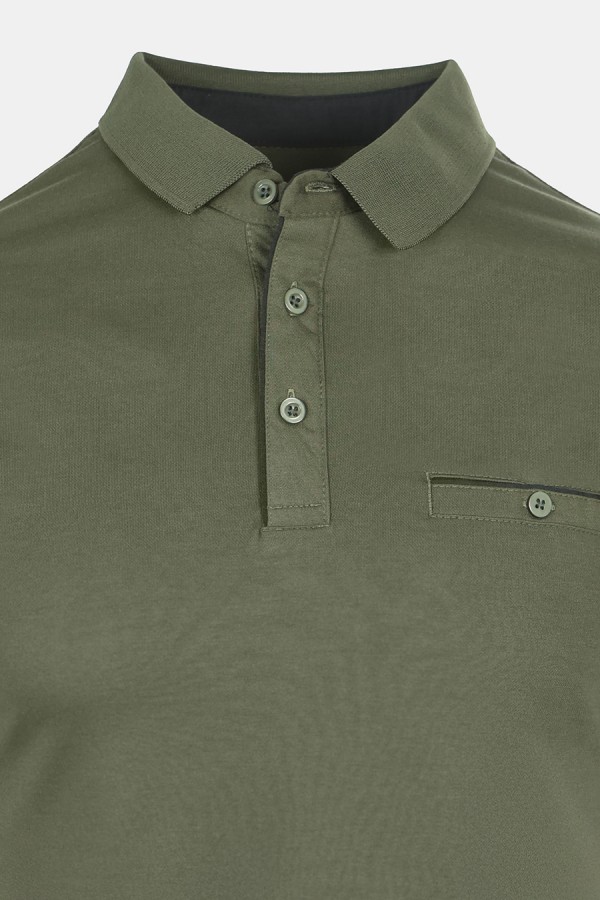 Man's khaki polo t-shirt with pocket