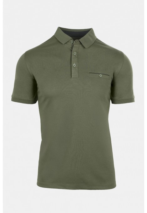Man's khaki polo t-shirt with pocket