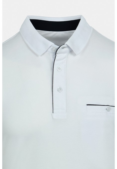 Man's white polo t-shirt with pocket