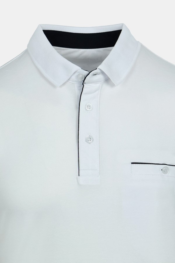 Man's white polo t-shirt with pocket
